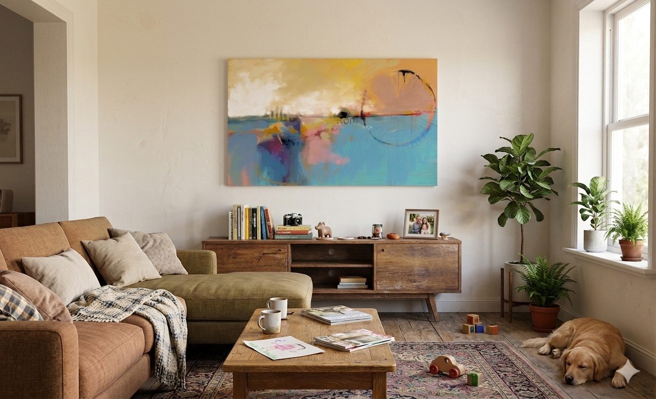 הדמיה של הציור רומא מאת איש גורודן בסלון משפחתי