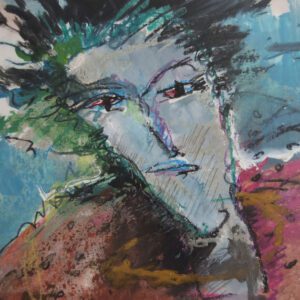 מבוי סתום (Dead End) מאת איש גורדון, ציור פורטרט מקורי של בחור צעיר בטכניקה מעורבת על נייר